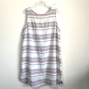 Beach Lunch Lounge Shift Dress M Linen Blend Camden Summer Sleeveless Stripe NEW